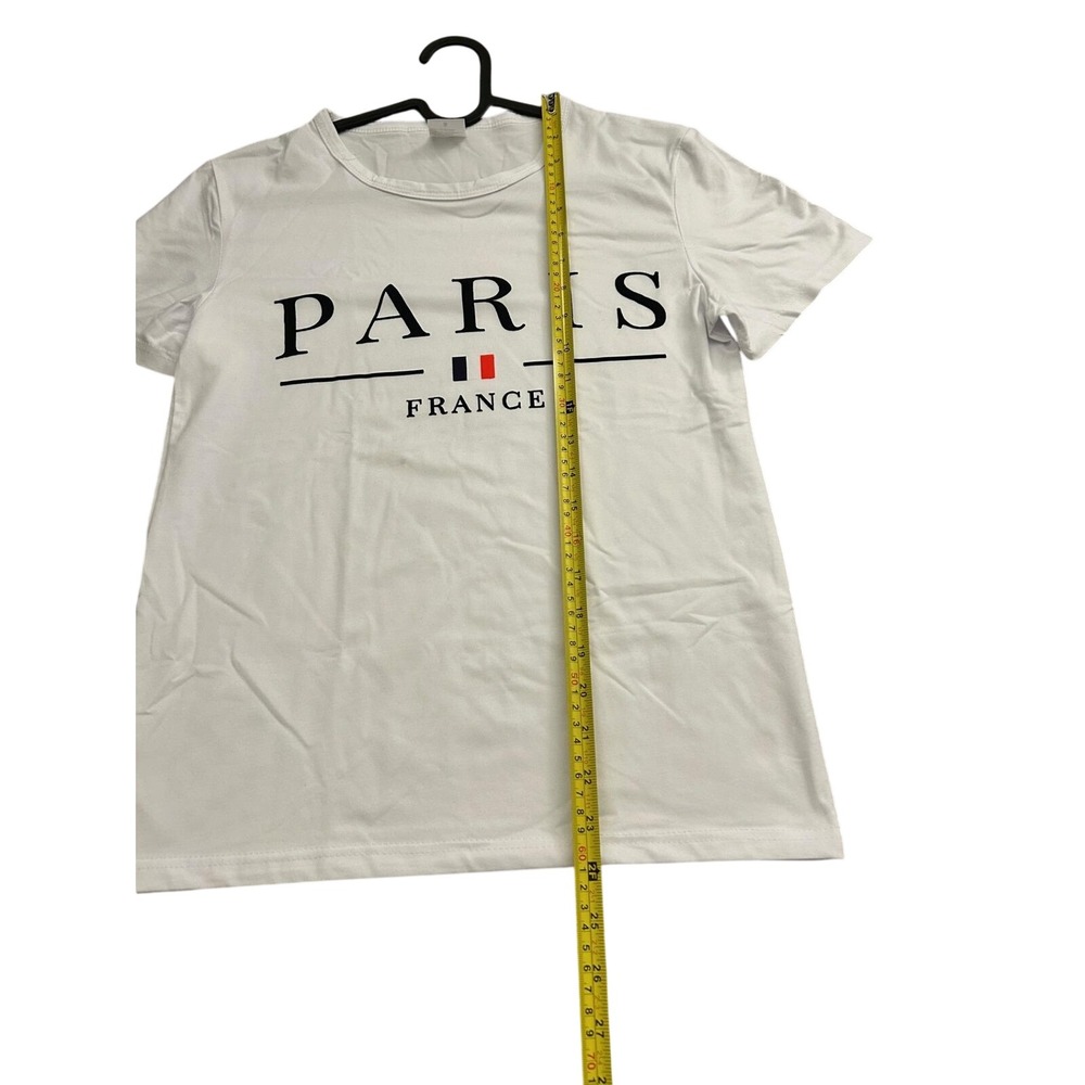 Paris France Graphic T-Shirt White Short Sleeve Crew Neck Tee Small - Picture 7 of 7
